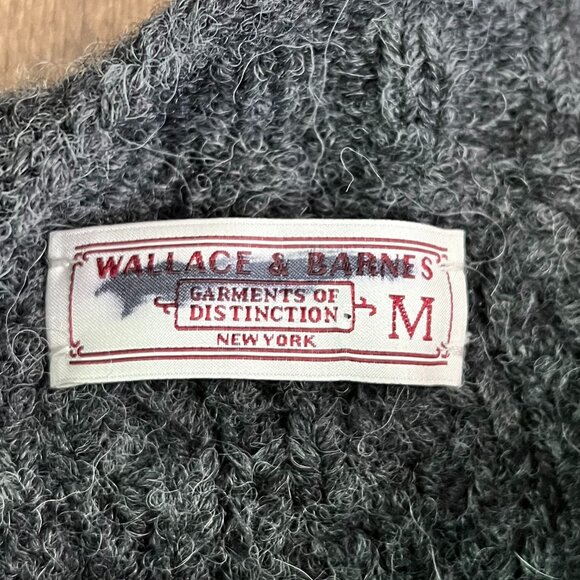 Wallace and Barnes Shetland Wool Fishermans Cable Knit Sweater Gray Sz M - Picture 7 of 9